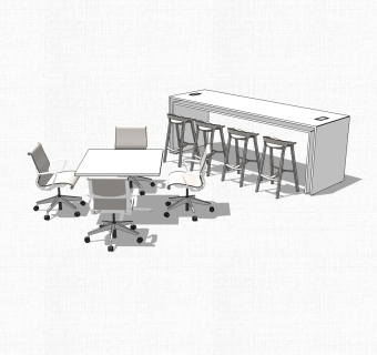 现代休闲桌椅组合草图大师模型，桌椅组合sketchup模型下载