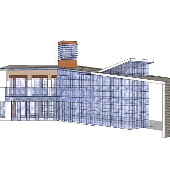 现代售楼处建筑方案草图大师模型，售楼部建筑sketchup模型免费下载