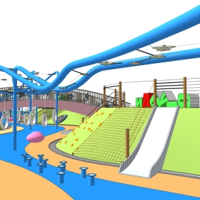 现代儿童活动场地su模型下载，游乐设施草图大师模型分享