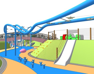 现代儿童活动场地su模型下载，游乐设施草图大师模型分享
