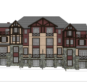欧式连排别墅草图大师模型，别墅sketchup模型免费下载