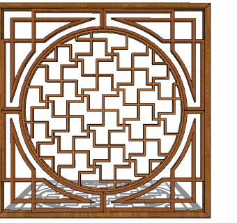中式格栅屏风草图大师模型，格栅sketchup模型下载