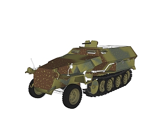 德国Sdkfz-251半履带轻型装甲输送车su模型，<em>运输</em>车...