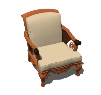 后现代金属布艺单人沙发SU模型下载，沙发草图大师模型