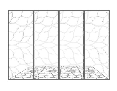 现代简约中式屏风su模型，隔断屏风草图大师模型下载