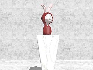 兔耳人<em>雕塑</em>摆件草图大师模型,现代装饰品su模型下载