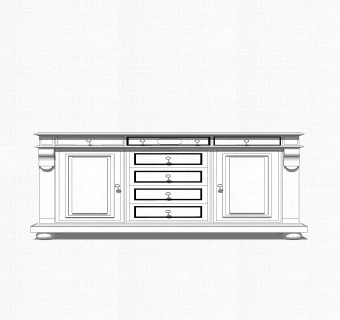 欧式边柜草图大师模型，边柜SKP模型下载