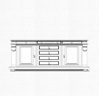 欧式边柜草图大师模型，边柜SKP模型下载