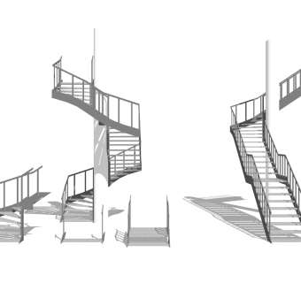 现代钢结构楼梯草图大师模型，钢结构楼梯sketchup模型免费下载