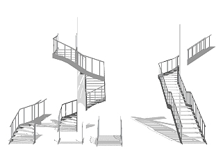 <em>现代钢</em>结构楼梯草图大师模型，钢结构楼梯sketchup模型...
