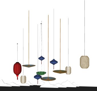 中式装饰吊灯草图大师模型，装饰吊灯sketchup模型下载
