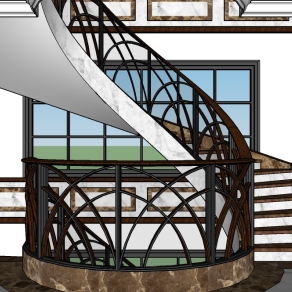 旋转楼梯草图大师模型，楼梯sketchup模型下载