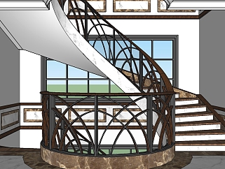 旋转楼梯<em>草图大师模型</em>，楼梯sketchup模型下载