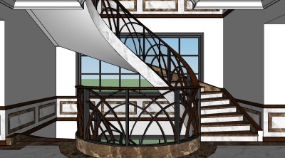 旋转楼梯草图大师模型，楼梯sketchup模型下载