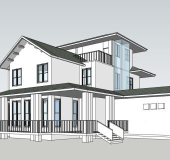 现代独栋别墅su模型下载，别墅草图大师模型分享