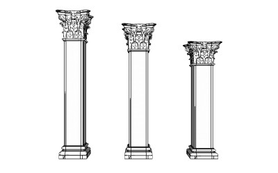 科林斯罗马柱skp文件下载，罗马柱草图大师模型