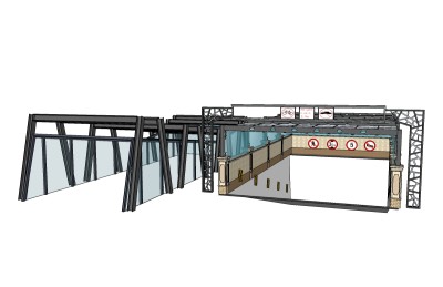 现代地下车库入口草图大师模型，车库入口sketchup模型下载