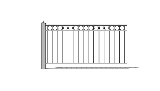 现代铁质围墙栏杆su模型下载、铁质围墙栏杆草图大师模型下载