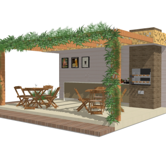 现代庭院实木花架草图大师模型，庭院实木花架sketchup模型下载