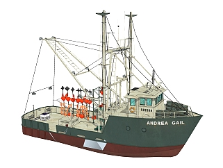 现代大型渔船skp模型，渔船草图大师模型下载