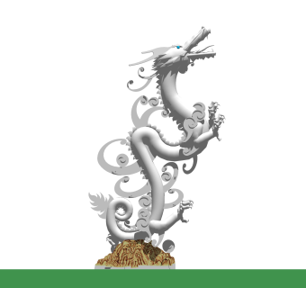 中国龙雕塑su模型,摆件草图大师模型下载