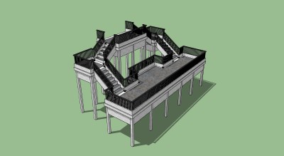 现代观景平台草图大师模型，观景平台sketchup模型