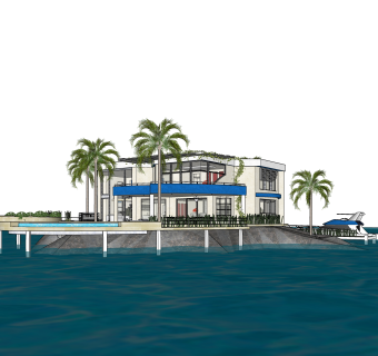 现代度假别墅草图大师模型，sketchup别墅su模型下载