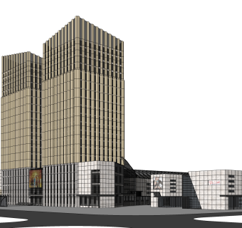 现代高层办公楼草图大师模型，高层办公楼sketchup模型免费下载