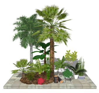 现代风格盆栽sketchup模型下载
