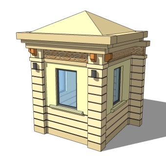 欧式岗亭草图大师模型下载，亭子SU模型分享