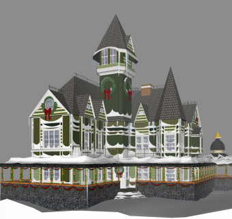 欧式独栋别墅草图大师模型，独栋别墅sketchup模型免费下载