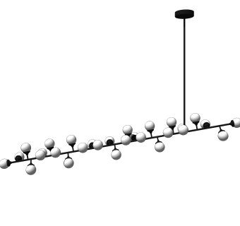 北欧玻璃球吊灯草图大师模型，树枝分子吊灯效果图su模型下载