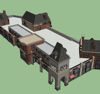 英式商业建筑草图大师模型下载、英式商业建筑su模型下载