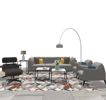 现代沙发组合草图大师模型，沙发组合sketchup模型下载