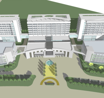 现代市医院草图大师模型下载，医院sketchup模型