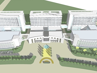 现代市医院草图大师模型下载，医院sketchup模型