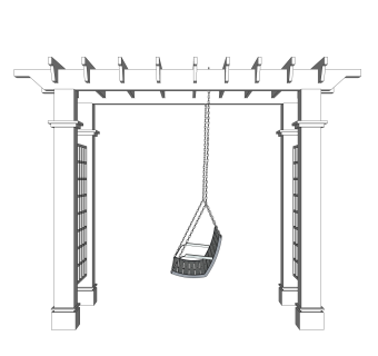 中式实木秋千椅sketchup模型，秋千椅草图大师模型下载