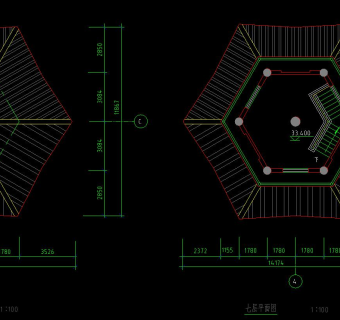 中式古建筑古塔CAD施工图，古塔CAD设计图纸下载