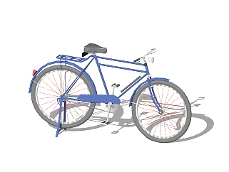 中式自行车sketchup模型，自行车skp模型下载