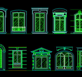 欧式窗户CAD立面图库，CAD图库下载