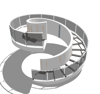 现代旋转楼梯草图大师模型，旋转楼梯SKB文件下载