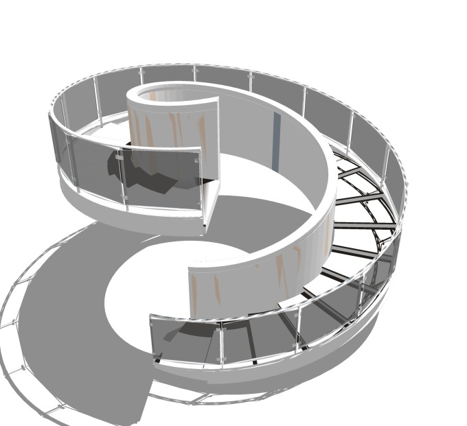 现代旋转楼梯草图大师模型，旋转楼梯SKB文件下载