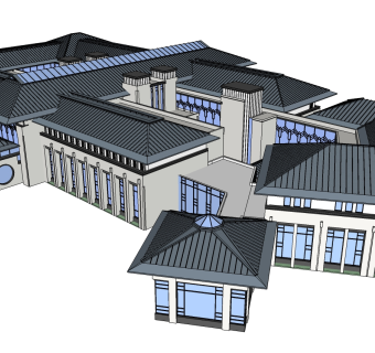 新中式豪华酒店草图大师模型下载、新中式豪华酒店su模型下载