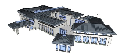 新中式豪华酒店草图大师模型下载、新中式豪华酒店su模型下载