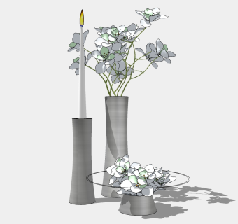 现代花瓶摆件su模型，花瓶摆件sketchup模型下载
