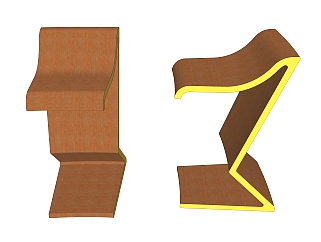 现代曲木吧椅草图大师模型，椅子sketchup模型下载