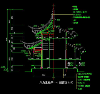 现代亭子CAD图纸，亭子CAD施工图下载