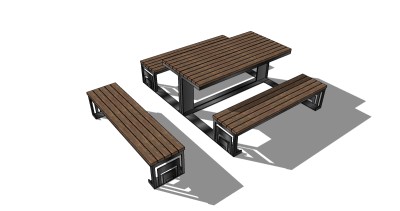 现代户外桌椅sketchup模型下载，公园休闲椅skp文件下载