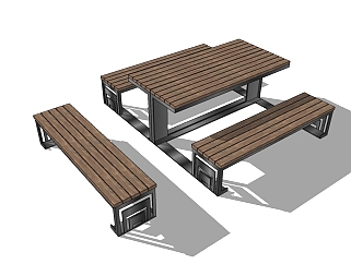 现代户外桌椅sketchup模型下载，公园休闲椅skp文件下载