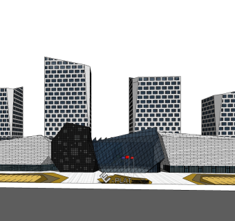 现代高层办公楼草图大师模型，高层办公楼sketchup模型免费下载